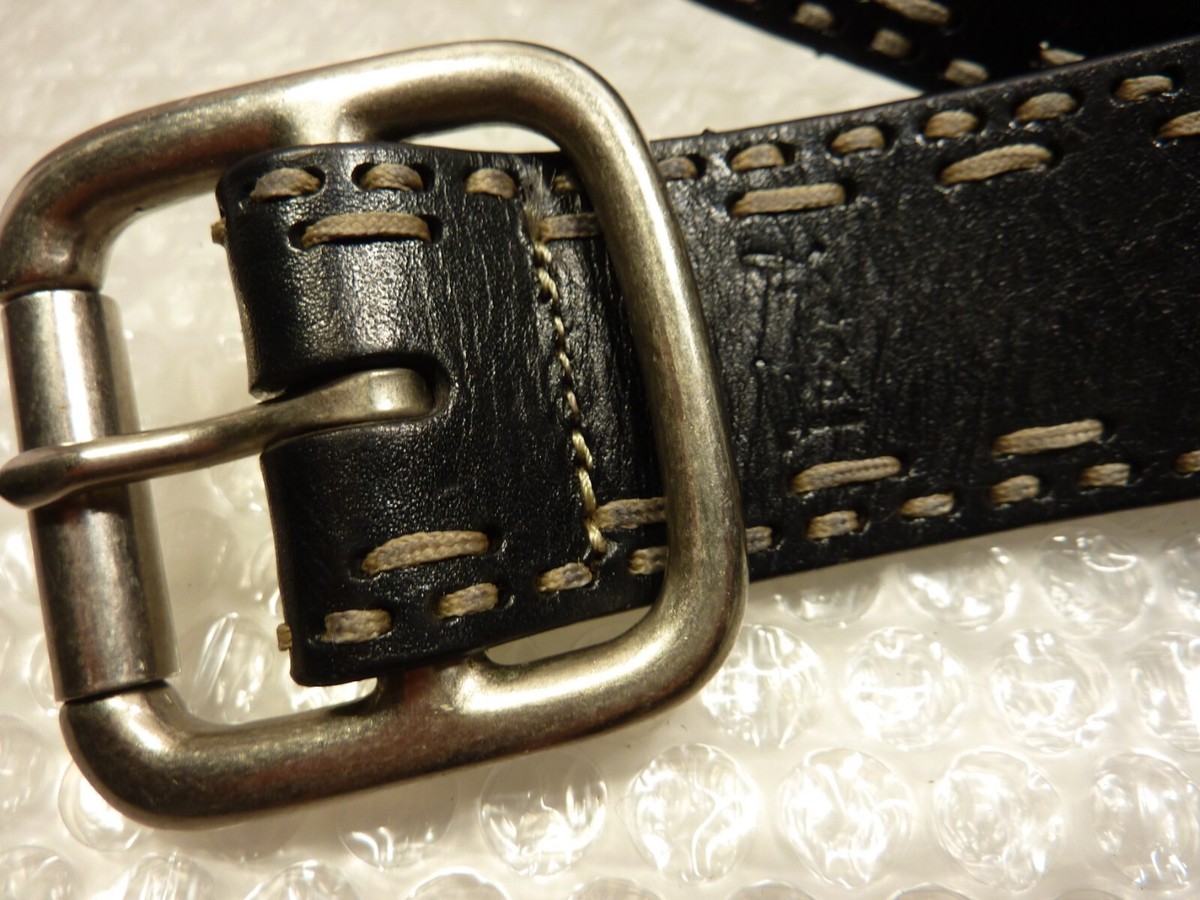 FOSSIL GENUINE BLACK LEATHER METAL LOGO THICK STITCH BELT Fossil - Brandclub - Fossil Men main image 4
