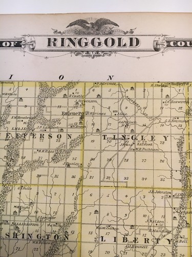 RINGGOLD / TAYLOR COUNTY IOWA MAP from 1875 A.T. Andreas Atlas Original - Picture 3 of 12
