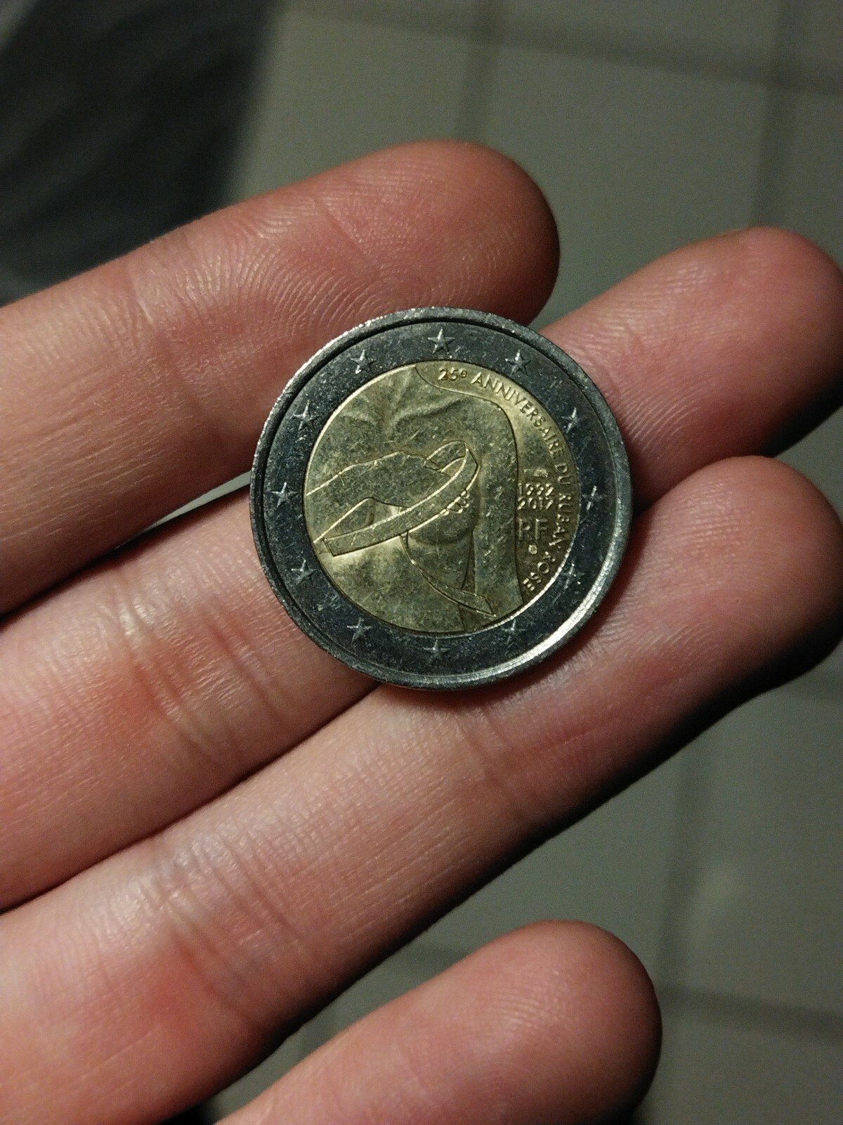 piece de 2 euros rare 25è anniversaire du ruban Rose France 1992-2017