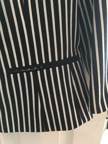 Chaps EUC 3/4 Sleeve Spit Cuff Black & White Stripe Button Front Jacket Sz L - Picture 4 of 7