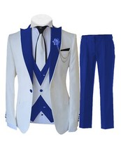 White Suits Men 3Piece Slim Formal Wedding Groom Tuxedo Blazer Vest Pants Set