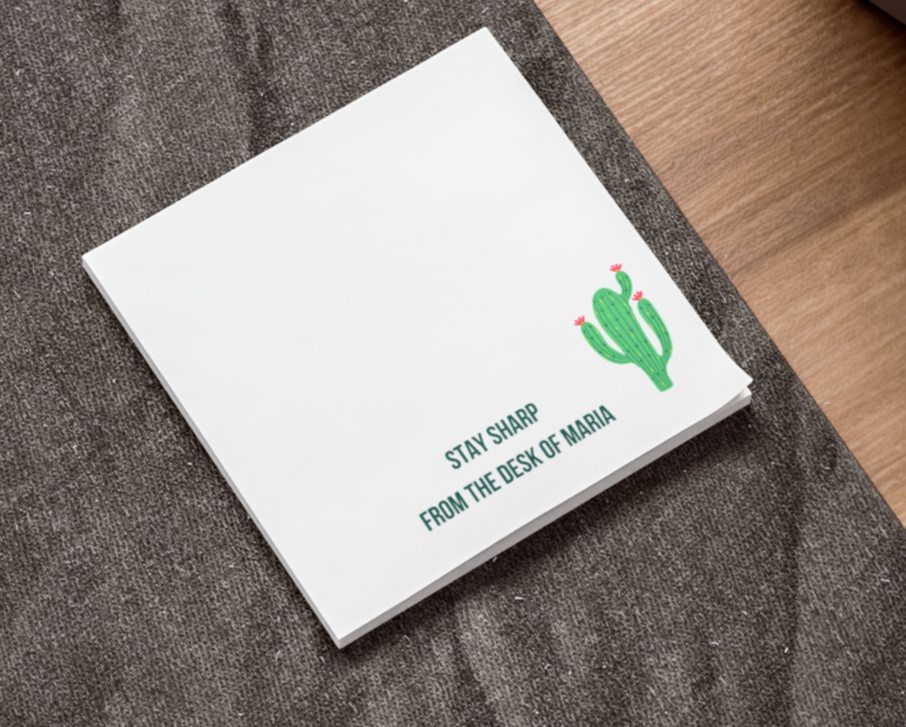 Custom Sticky Notes with Motivational Cactus Design, Personalized 3M Post Its-image