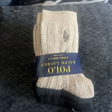 Polo Ralph Lauren 3 Pair Set Boys 4-7, NEW  Beige, dark blue, black