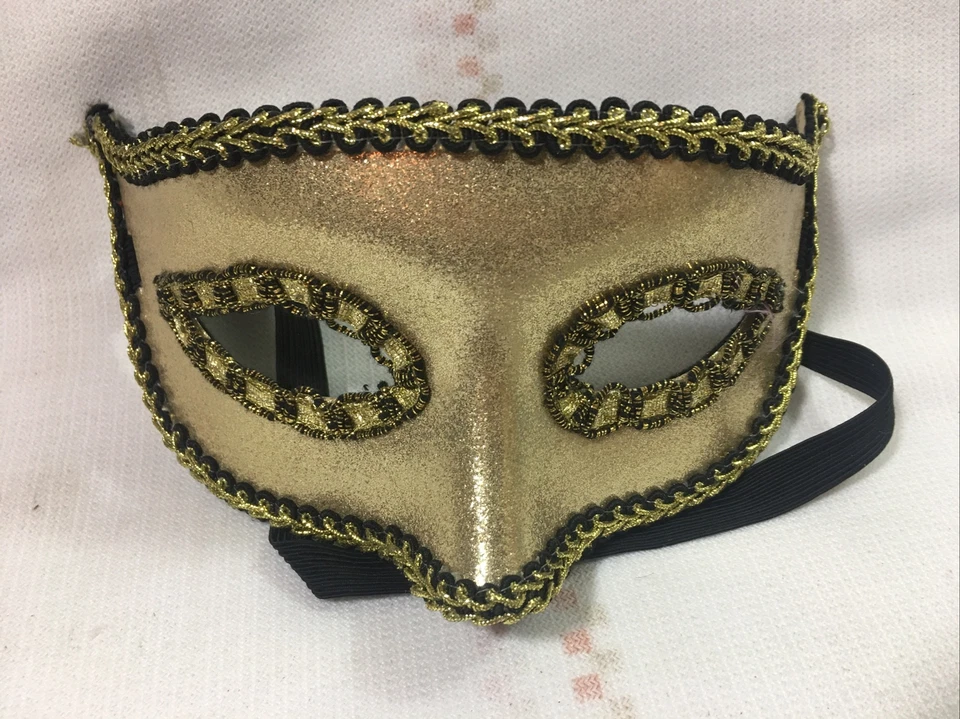 Disfraz Mascarada Máscara Mardi Gras Fiesta Máscara Mascarada (Color Dorado) Foto 4 de 4