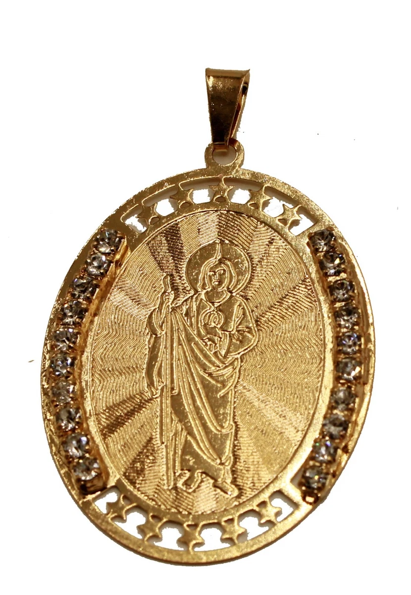 San Judas Tadeo Saint Jude Medal 18K Gold Plated Medalla With