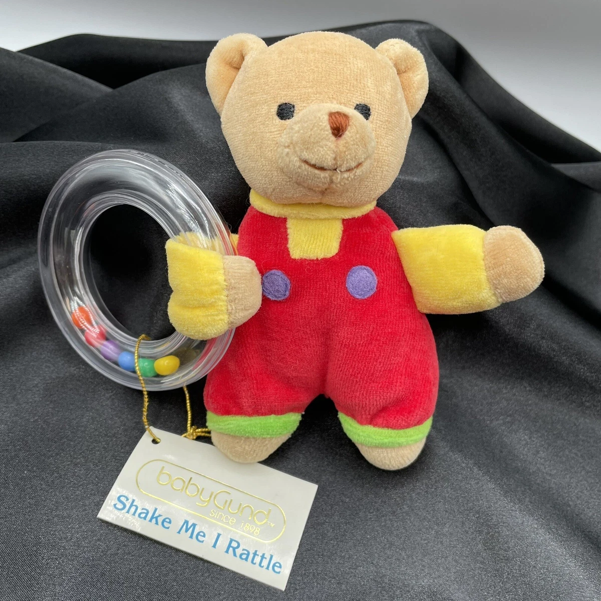 Baby Gund Rainbow Brightbear Rattle Plush Toy 5691 Excellent Vintage