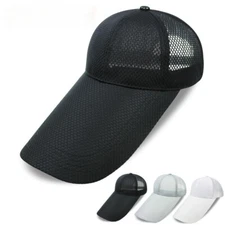 5.5" Long Bill Oversize Baseball Cap Men Breathable Quick-Dry Plain Hat M/XL/XXL
