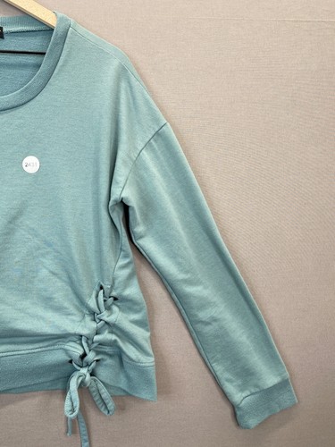Almost Famous Womens Blue Sweatshirt Lace Up Scoop Neck Pullover No Size " - Picture 10 of 14
