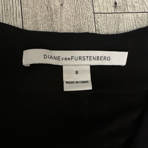 Diane von Furstenberg Tillie Mixed Media Wrap Romper in Black Women’s Size 8 - Picture 8 of 13