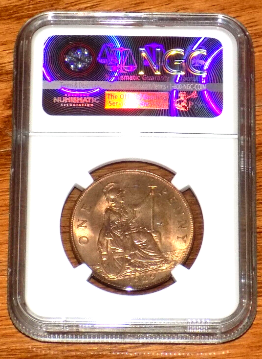 1929 GREAT BRITAIN PENNY NGC MS64 RB 1C MS 64 UNCIRCULATED UNC