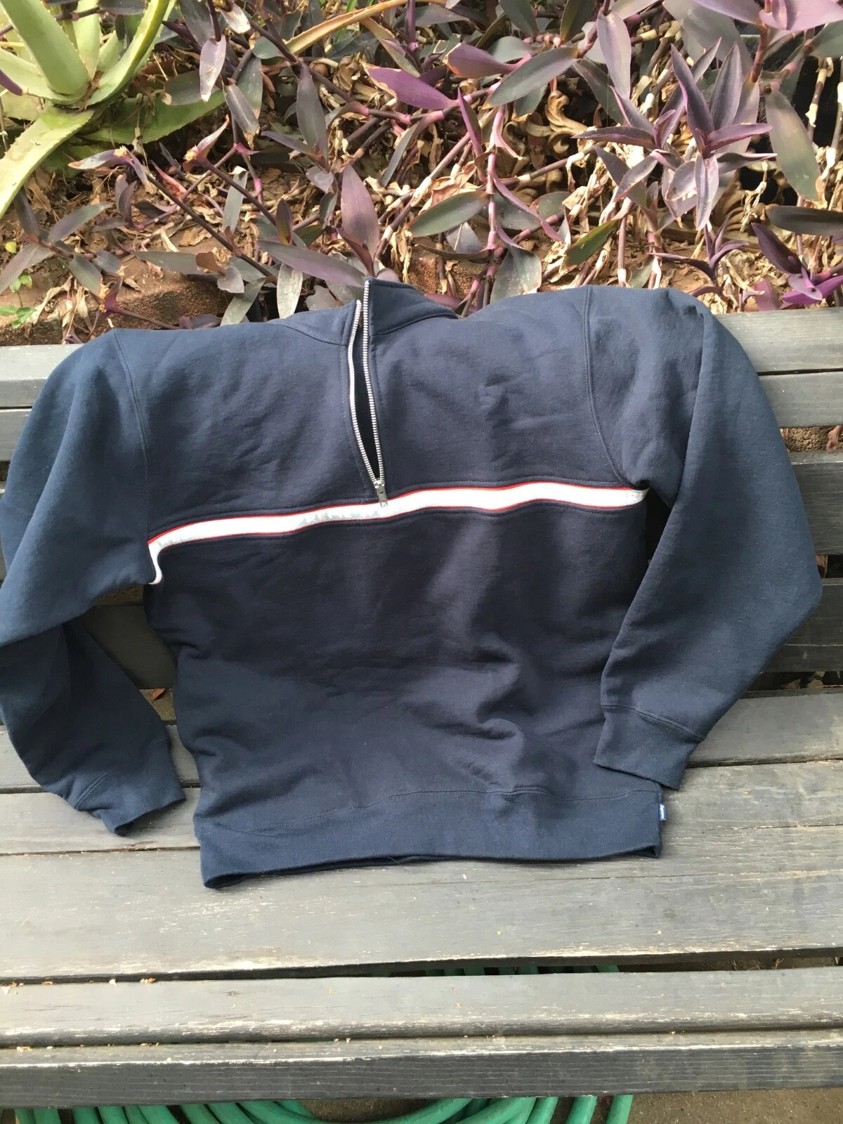 Supreme World Famous Navy Half Zip Pullover Sweatshirt L Large EUC