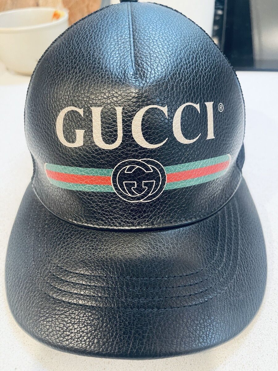 NEW AUTHENTIC GUCCI BLACK LEATHER HAT SIZE 58 MEDIUM | eBay NEW AUTHENTIC GUCCI BLACK LEATHER HAT SIZE 58 MEDIUM | eBay