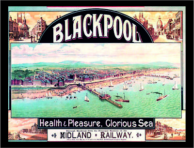 Blackpool seaside health and pleasure retro vintage style metal wall plaque sign