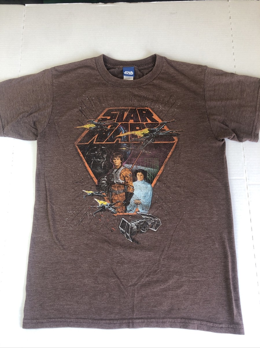 Vintage Star Wars Lucas Film Luke Skywalker Princess Leia T Shirt Brown Small
