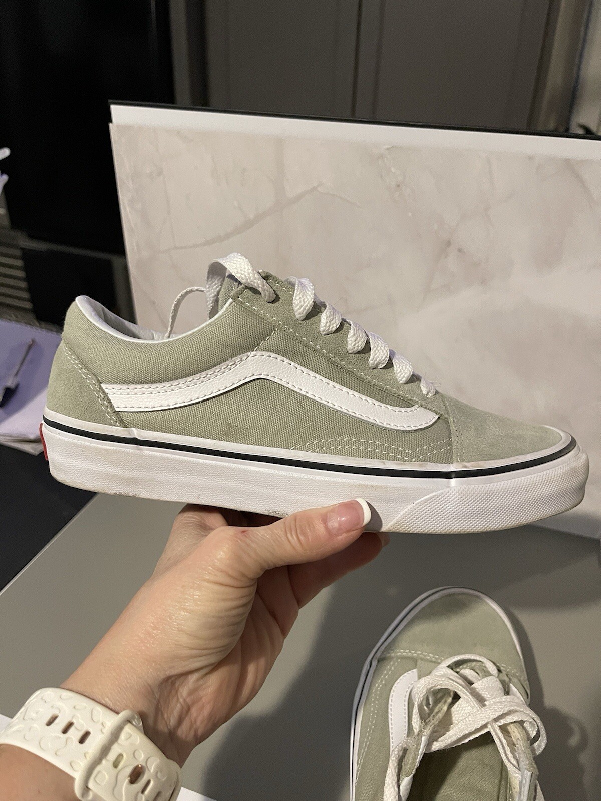 Vans UA Old Skool Suede Canvas Skate Shoes Dessert Sage Women’s Size 7 Mens 5 thumbnail 9