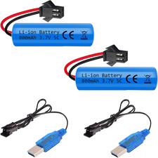 3.7V 800Mah Li-Ion Battery 2Pack with USB Chargers SM-2P Plug RC Rechargeable Ba