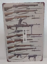 Military Guns Retro Metal Tin Sign Man Cave Office Weapon History NEW IN PACKAGE