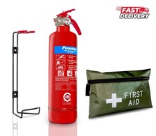 1 KG POWDER FIRE EXTINGUISHER WITH  1ST AID KIT FOR HOMES OFFICE CAR TAXI. BSI