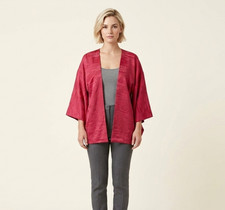 Women's Kimono Cardigan Haori Jacket Coat Silk Jacquard Sz M L XL Women's Whimsy
