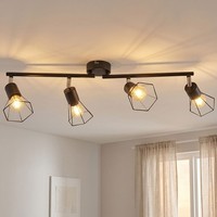 Deckenlampe Deckenleuchte Spotleiste 4 Flammig Metallgeflecht Schwarz Strahler