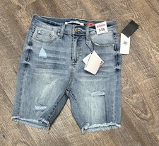 NWT Celebrity Pink Bermuda Jean Shorts 3/26 Distressed Frayed Stretch
