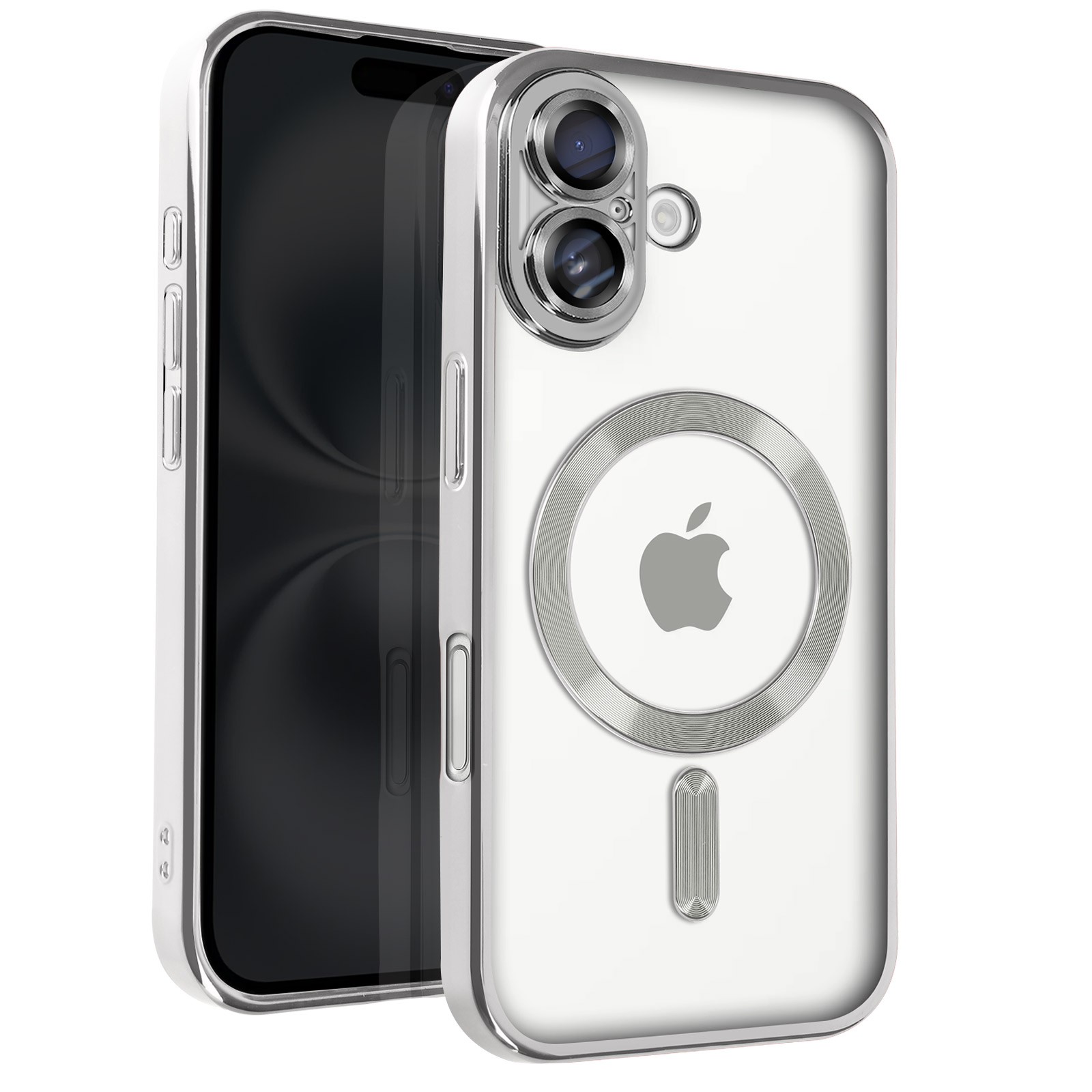 Coque silicone iPhone 16 Avizar argent idéal pour le bureau et sorties