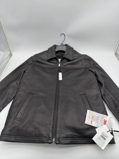 Calvin Klein Mens Black Genuine Leather Jacket 3M Thinsulate S NWT