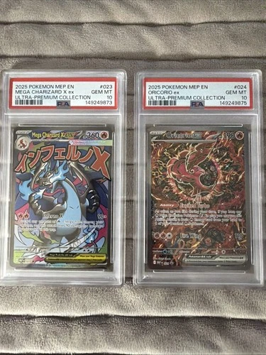 2025 Pokemon UPC Mega Charizard X ex & Oricorio ex PSA 10