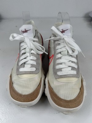 Nike Waffle Racer 2X White Bright Crimson Sneakers CK6647-101 Women's Size 7