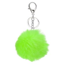 Pom Pom Keychain, 8 cm Soft Cute Fluffy Ball Key Ring, Light Green