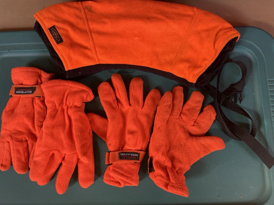 2 Pares de Guantes de Caza Naranja Thinsulate con Cinturón Calentador de Manos Talla L Foto 3 de 4