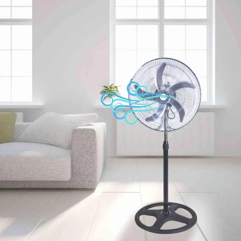 Ventilatore a piantana 50cm - 3 Velocità - Altezza Regolabile - Argento - Immagine 3 di 4