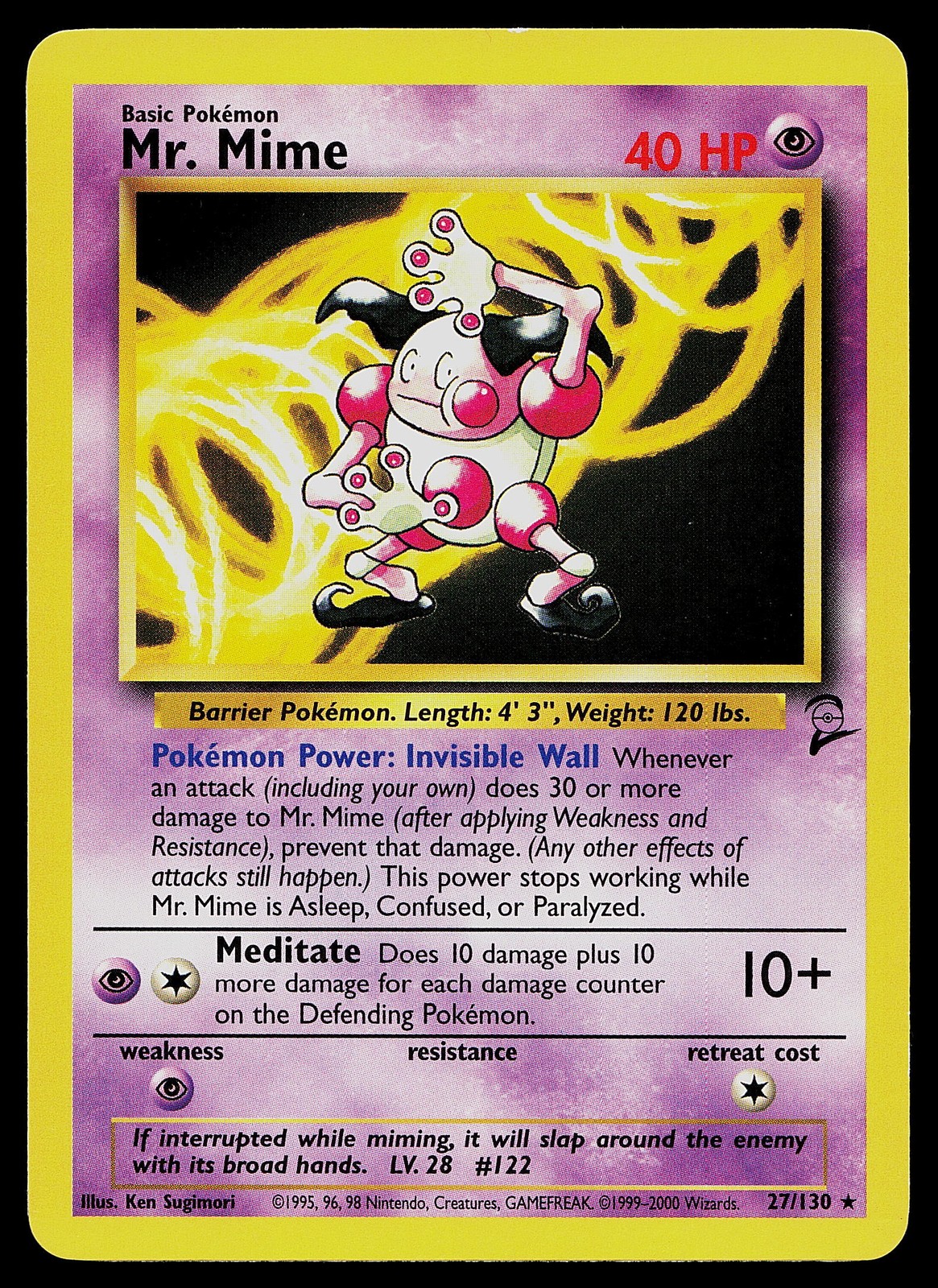 Pokemon Card - Mr. Mime Base Set 2 27/130 Rare