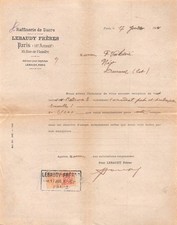 1916   RAFFINERIE DE SUCRE LEBAUDY FRERES A PARIS  - M. VALADIE A DURAVEL