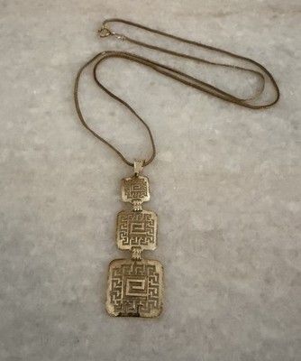 Graduated Greek Key Triple Pendant SLC 925 14k 1/20 Gf Necklace Chain 18.25 