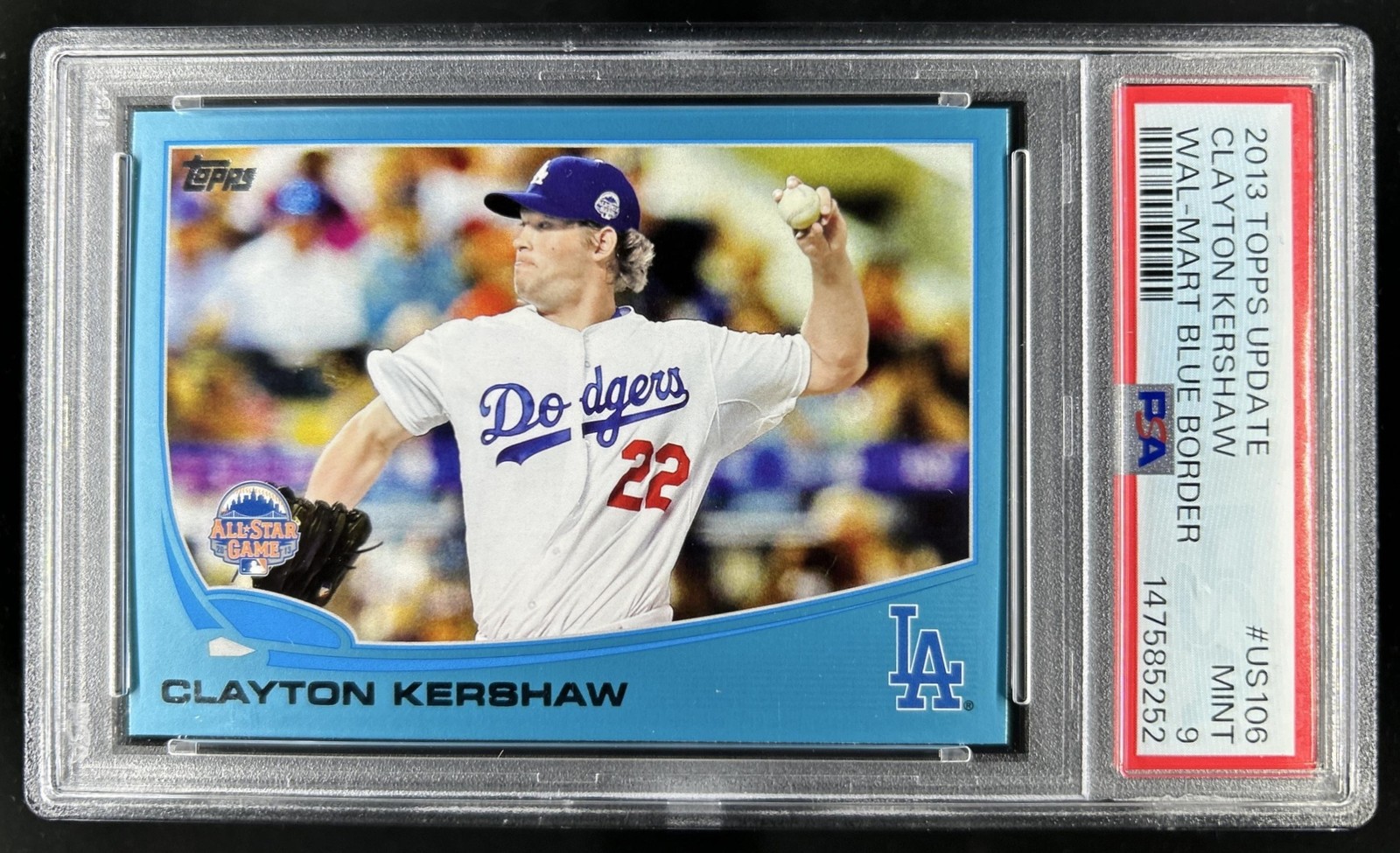 2013 Topps Update Clayton Kershaw Blue #US106 Dodgers PSA 9