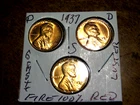 1937PDS Lincoln Penny Year Set Lustrous RED Cartwheel Gem+ Brilliant Unc.  B26