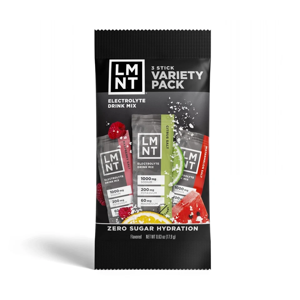 LMNT Electrolyte Hydration Drink Raspberry Citrus Watermelon Salt - 3 Sticks