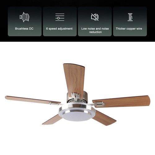 ΙCeiling Fan With Light 42in Flush Mount 5 Ceiling Fan Remote Control Low - Picture 9 of 24