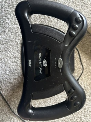 Sega Saturn Arcade Racer Analog Steering Wheel and Andretti Racing TESTED