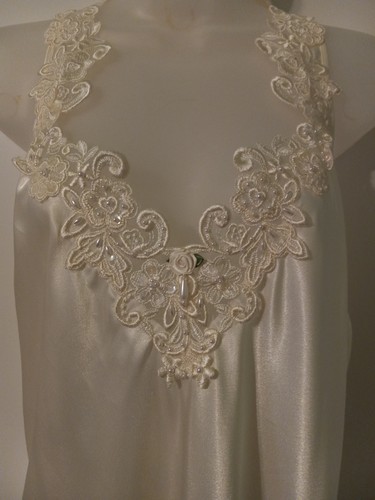 Vintage California Dynasty White Satin Sequins Bridal Nightgown Peignoir Set M/L - Picture 8 of 14