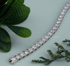 12Ct Round Cut D/VVSI Lab Created Diamond Tennis Bracelet 14K White Gold Plated