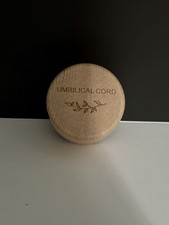 Umbilical Cord Memorial Box Engraved Wooden Round Newborn Wood Case Baby