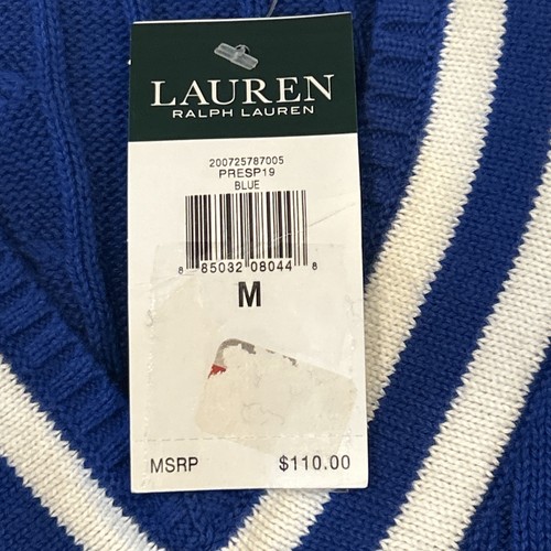 Lauren Ralph Lauren Cable-Knit Cotton Cricket Sweater Women's M Indigo Sail Blue - Picture 4 of 8