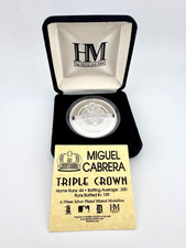 RARE!!! Miguel Cabrera 2012 Triple Crown 39mm Silver Plated Minted Medallion!