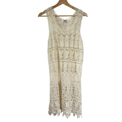 Poof Women Large Cream Crochet Knit Sleeveless Dress Beach Cover Up | eBay