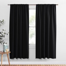 PONY DANCE Blackout Curtains for Bedroom 72 inch Long - Solid Rod Pocket Thermal
