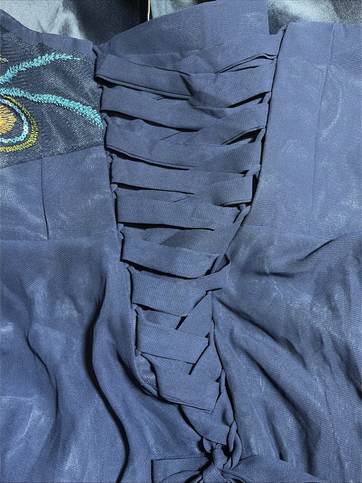 NWT Women’s 10 Grace Karin Blue Peacock Beaded Strapless Corset Dress Gown