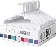 Plastic Hangers 50 Pack White - Clothes Hangers - Makes The Perfect Coat Hanger