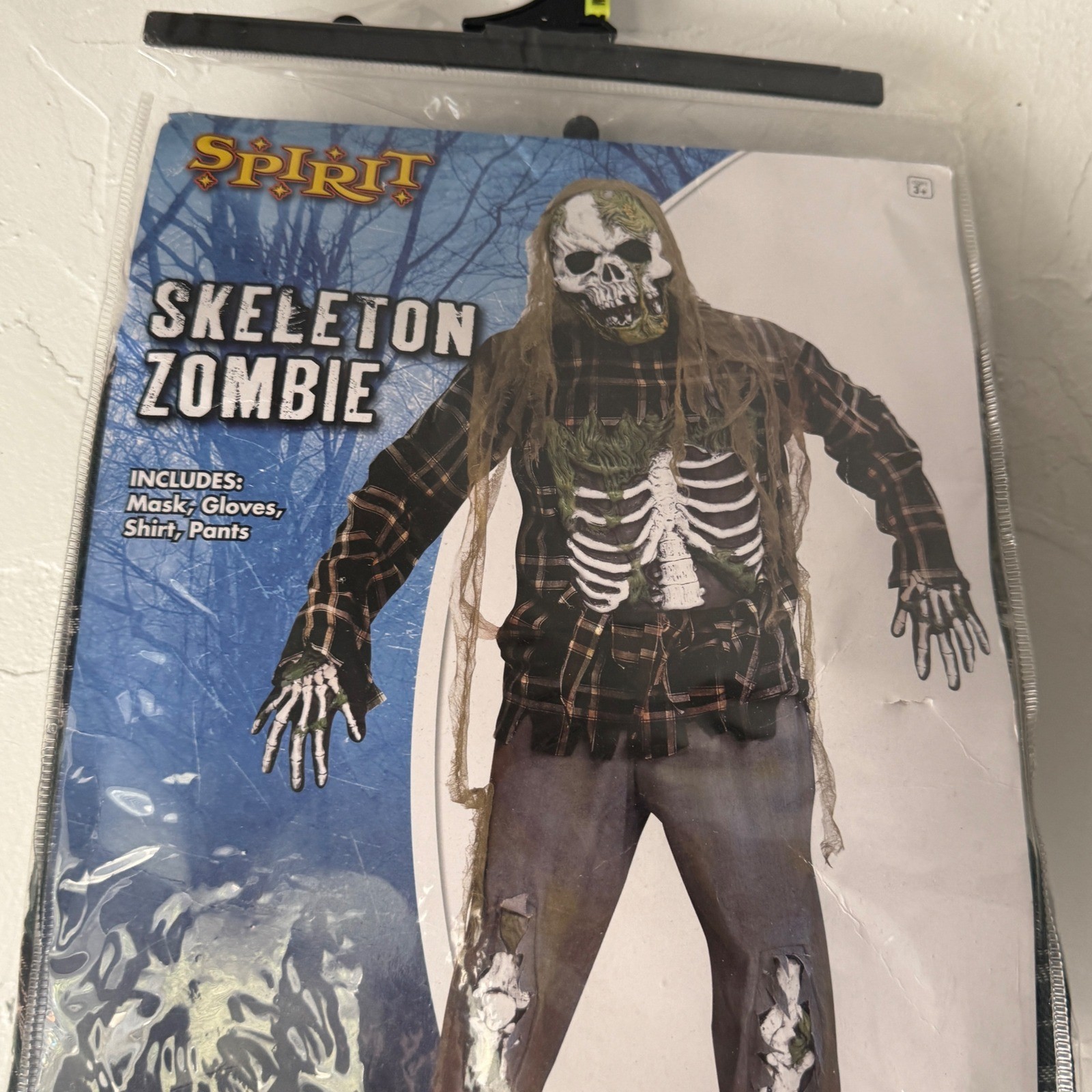 Espíritu Halloween Esqueleto Zombi Niño Disfraz Mediano 8-10 Halloween Máscara Guantes